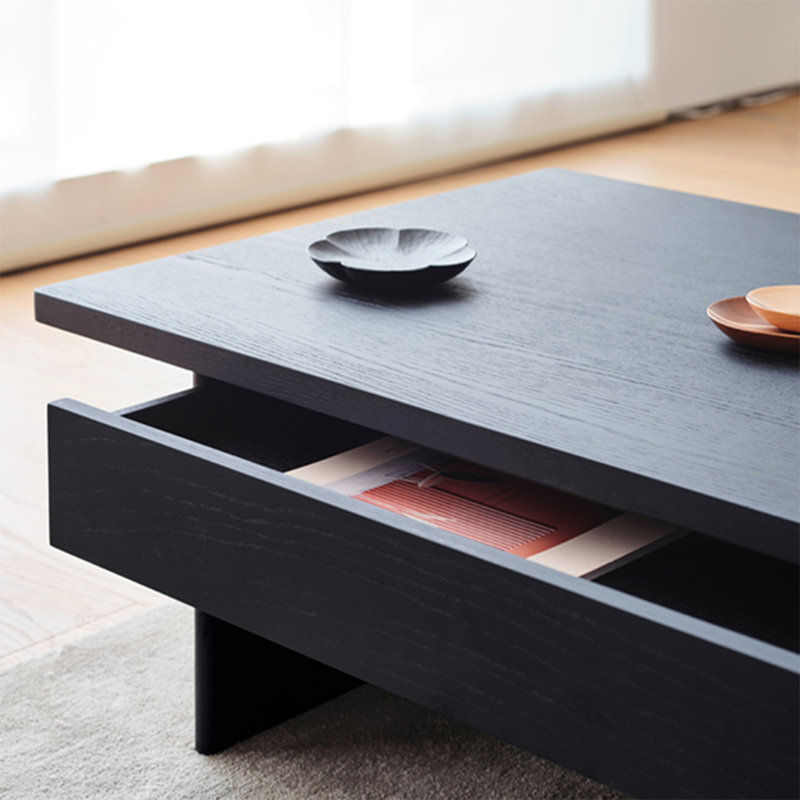 Simple rectangular solid wood coffee table, 15.7" H x 51.2" L x 27.6" W 