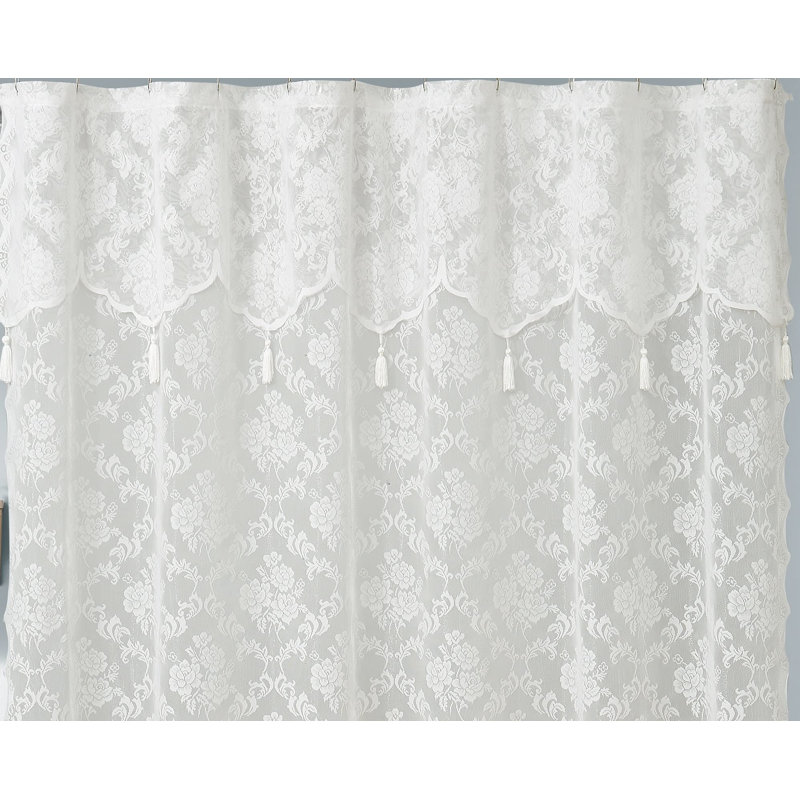 72" x 84" Extra Long Lace Shower Curtain with Valance, Country/Rustic Farmhouse Decor, Ivory