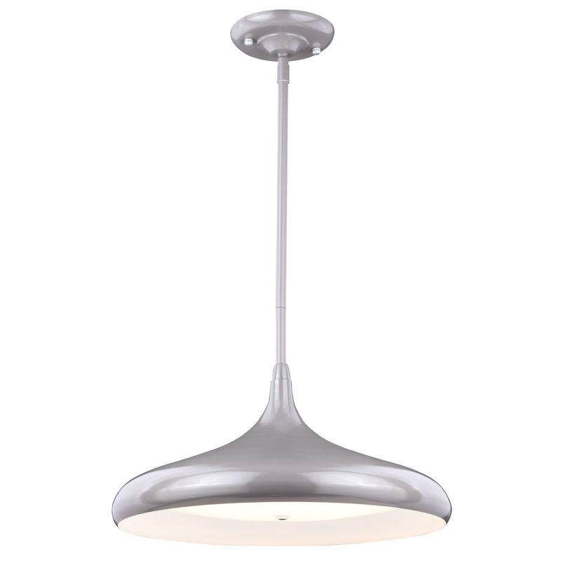 Luminaire suspendu en forme de dôme à 1 lumière DEL Chiasson, Taupe, H 13 po x l 16 po x P 16 po