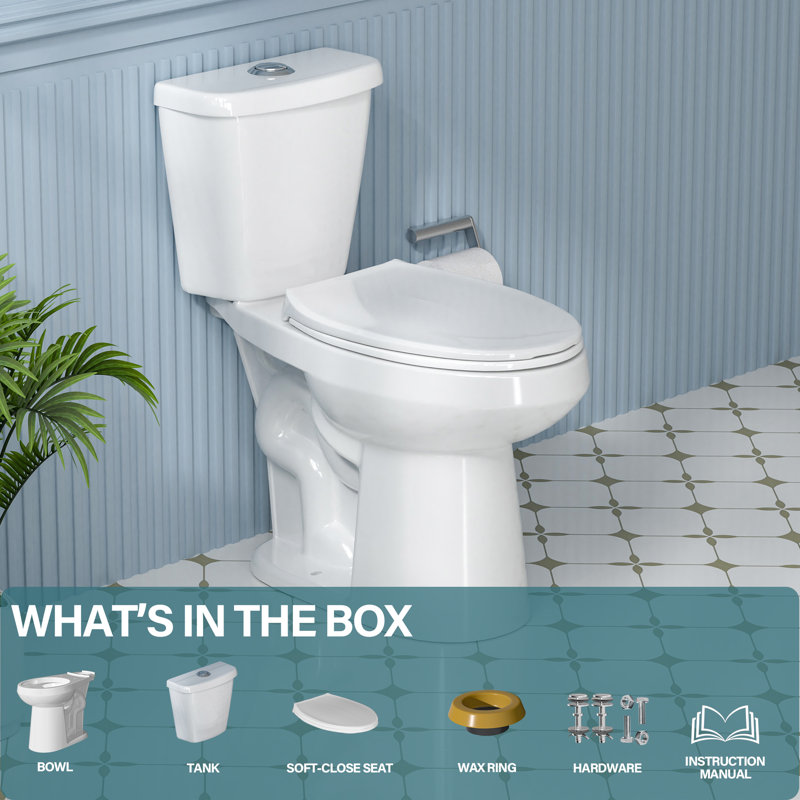 19 in. White Vitreous China Dual Flush Elongated Toilet