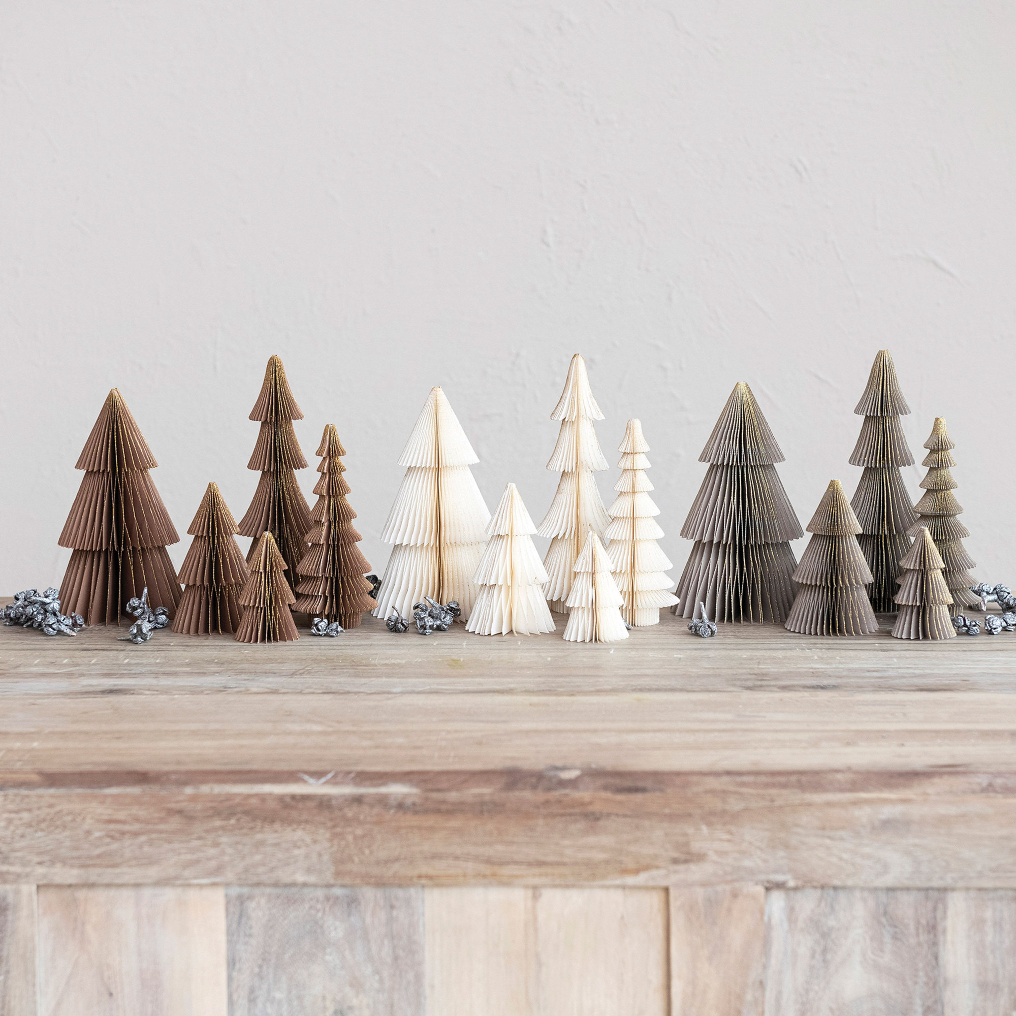 Paper Folding Honeycomb Trees With Gold Glitter