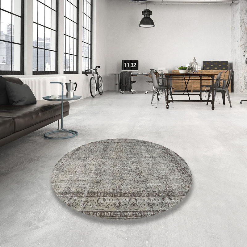 Rowsey Performance Wool Oriental Indoor Rug, Round 3'