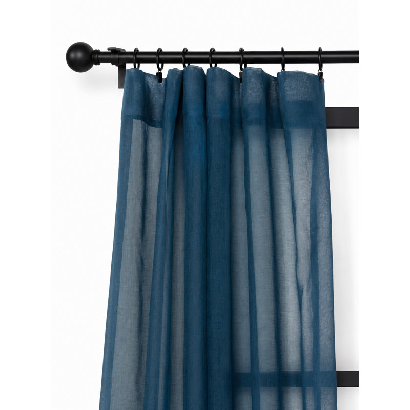 Belasquez Semi Sheer Curtain Single Panel, 54" x 84", Blue