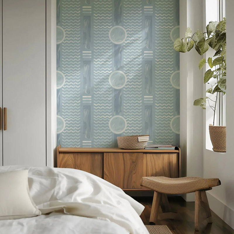 South Beach Facade - Wallpaper, Faded Blue, Premium Paper