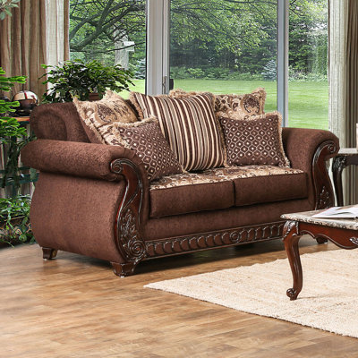 72.4" W Traditional Loveseat, Brown