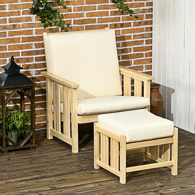 Chaise d'extérieur en bois avec repose-pieds 2 pièces