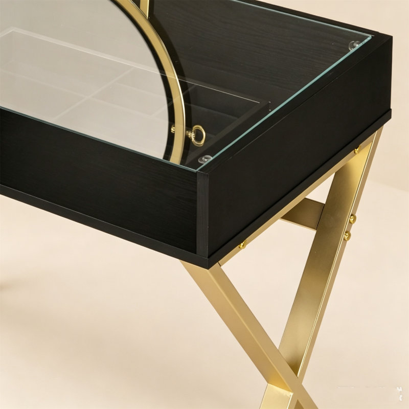 Bureau de coiffeuse avec miroir et plateau à bijoux Coleen