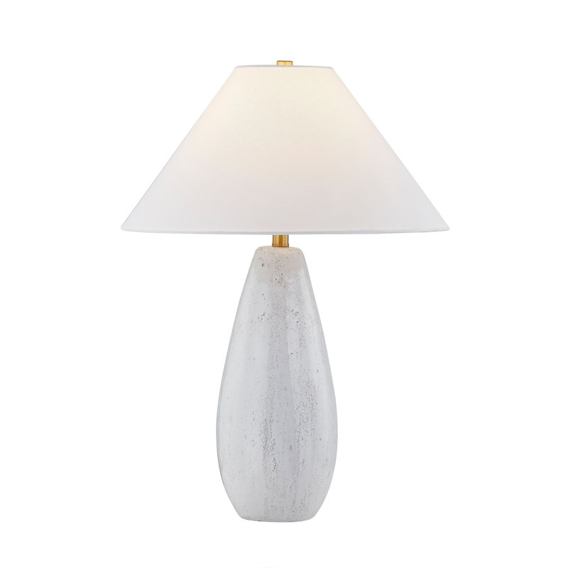 Lampe de table 28 po avec abat-jour en lin Veda, blanc