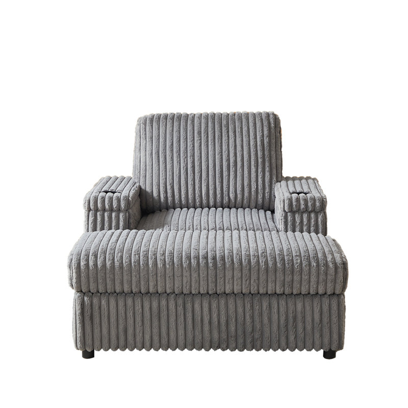 Fauteuil inclinable simple en velours côtelé de 42,5 po avec coussin de dossier, porte-gobelet, repose-pieds de rangement, canapé de salon confortable et profond