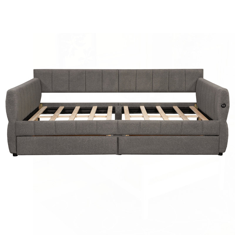 Comfortable Upholstered Platform Bed with Versatile Features for Relaxation, Gray