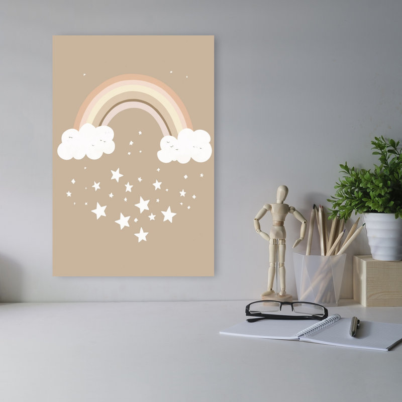 «Sleeping Clouds Rainbow Dreamy Minimalist Abstract Landscape Nature», reproduction d'art mural, H 18 po x l 12 po
