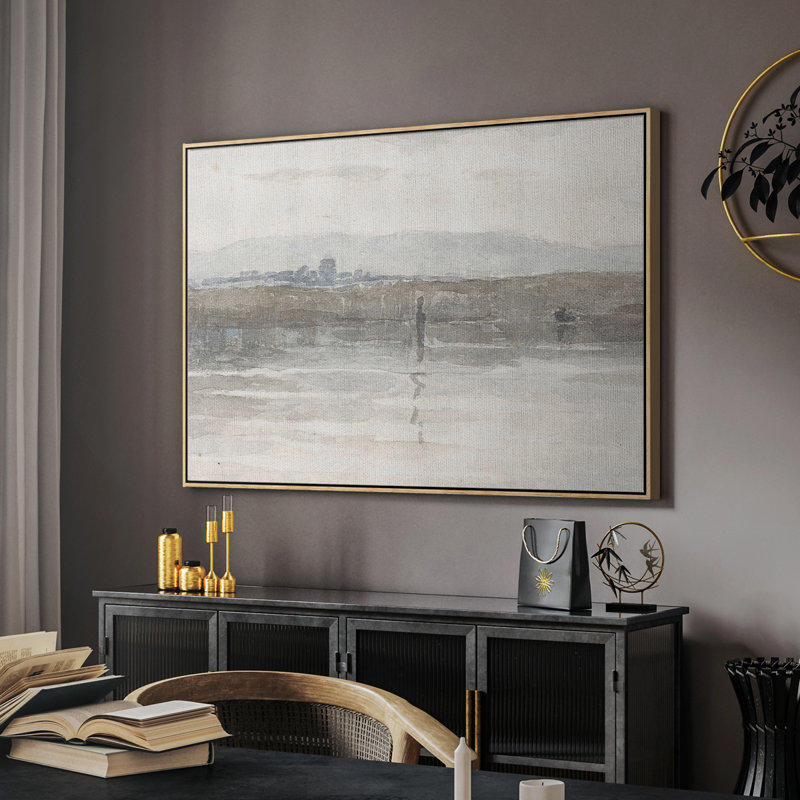 Impression nautique rétro-CV, H 25 po x l 37 po, Toile naturelle avec cadre flottant