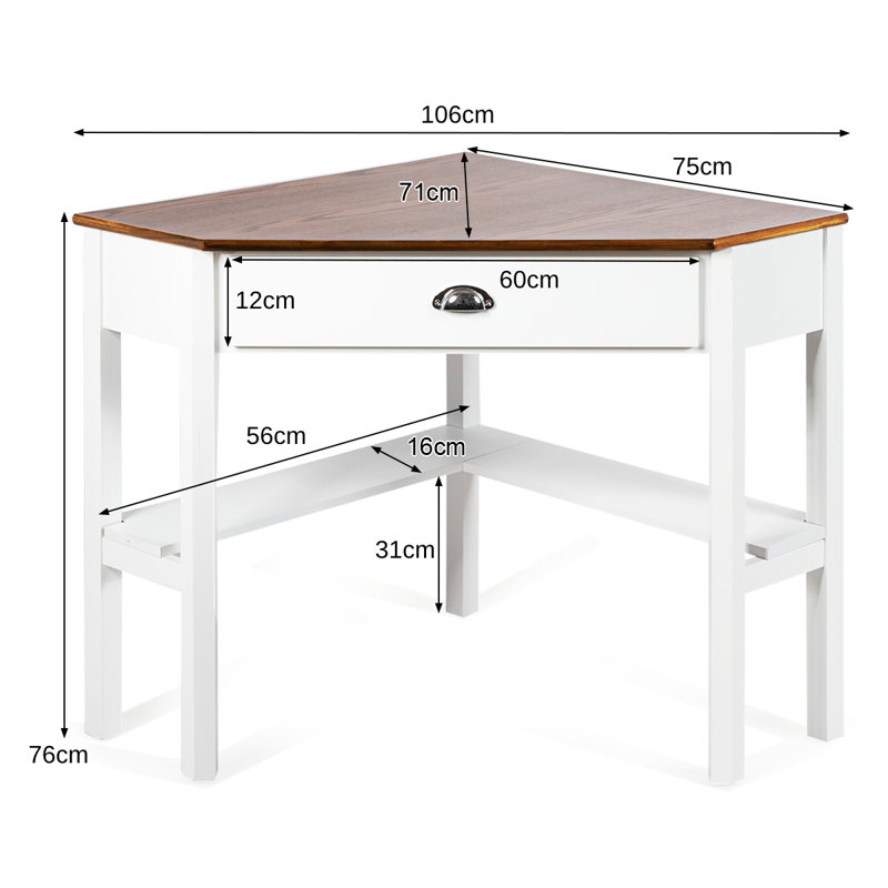 Fedde Corner Computer Desk, Brown, White
