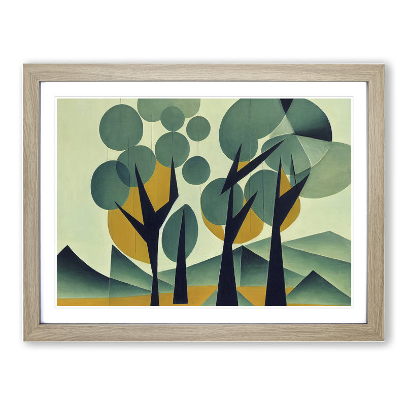 Spellbinding Abstract Trees - Framed Print, 46cm H x 64cm W x 2cm D, Oak