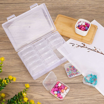 15 Pcs Plastic Jewelry Organizer Boxes Small Clear Bead Storage Containers Cases