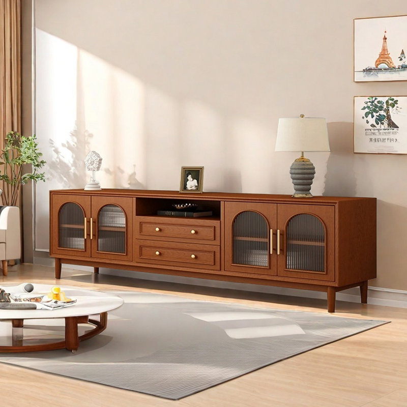 Vintage Cherry Wood TV Stand with Ample Storage