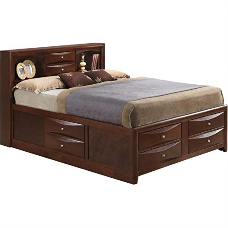 Champetre Bookcase Storage Bed, King, Cherry