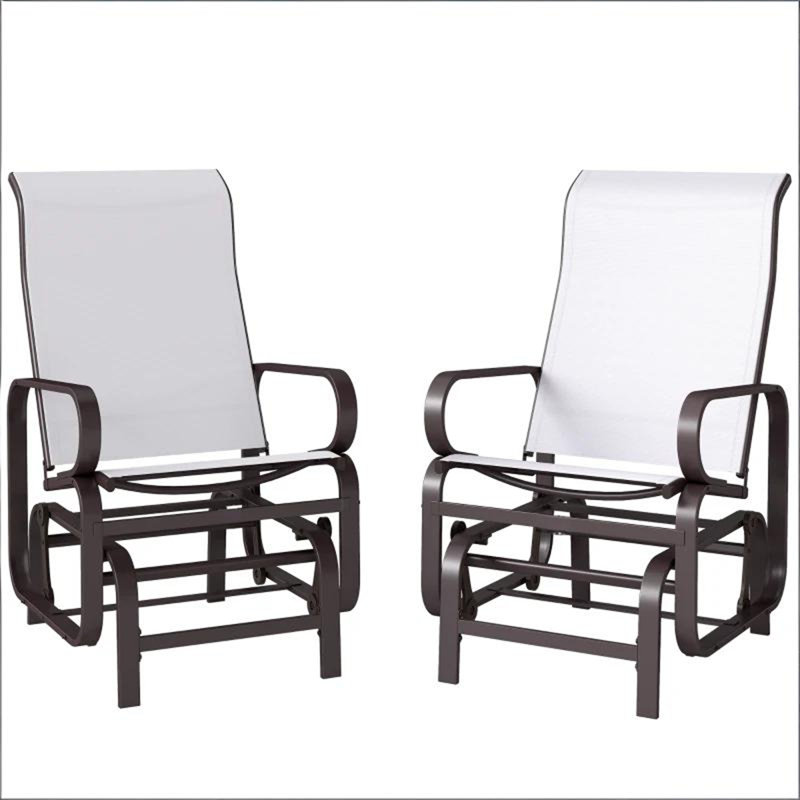 Ensemble de 2 chaises berçantes d'extérieur, Beige
