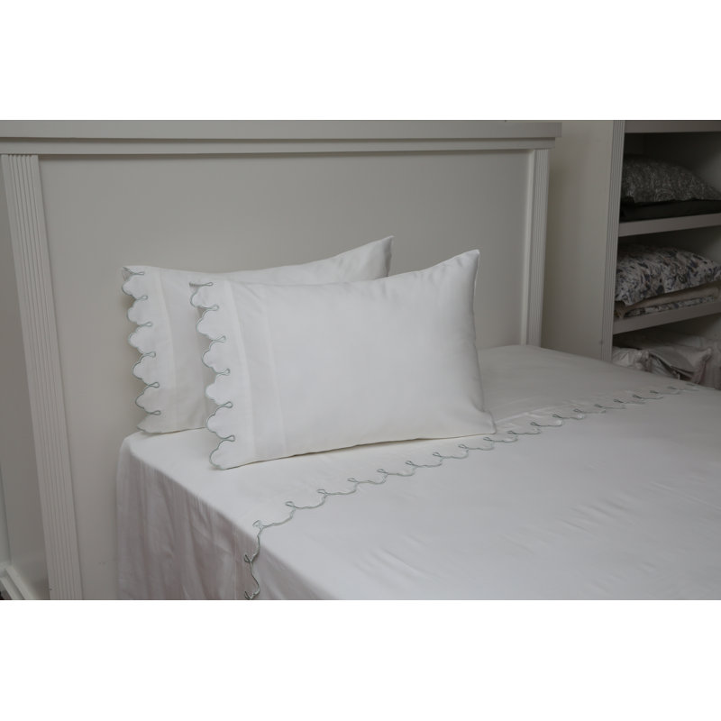 Ensemble de housse de couette festonnée, Très grand, Blanc