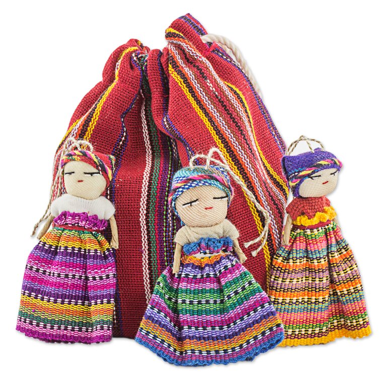 Set of 12 Guatemalan Handmade Worry Doll With a Colourful Crafted Storage  Bag Worry Dolls for Boys Anxiety Dolls Worry Doll 