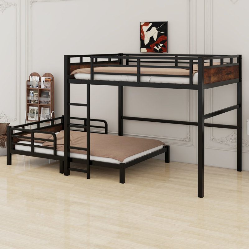 Separable Bunk Beds,With Raised Security Fence, Vintage Wood