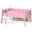 Lit mezzanine bas sécuritaire avec rangement, chambre d'enfant moderne en bois aggloméré rose