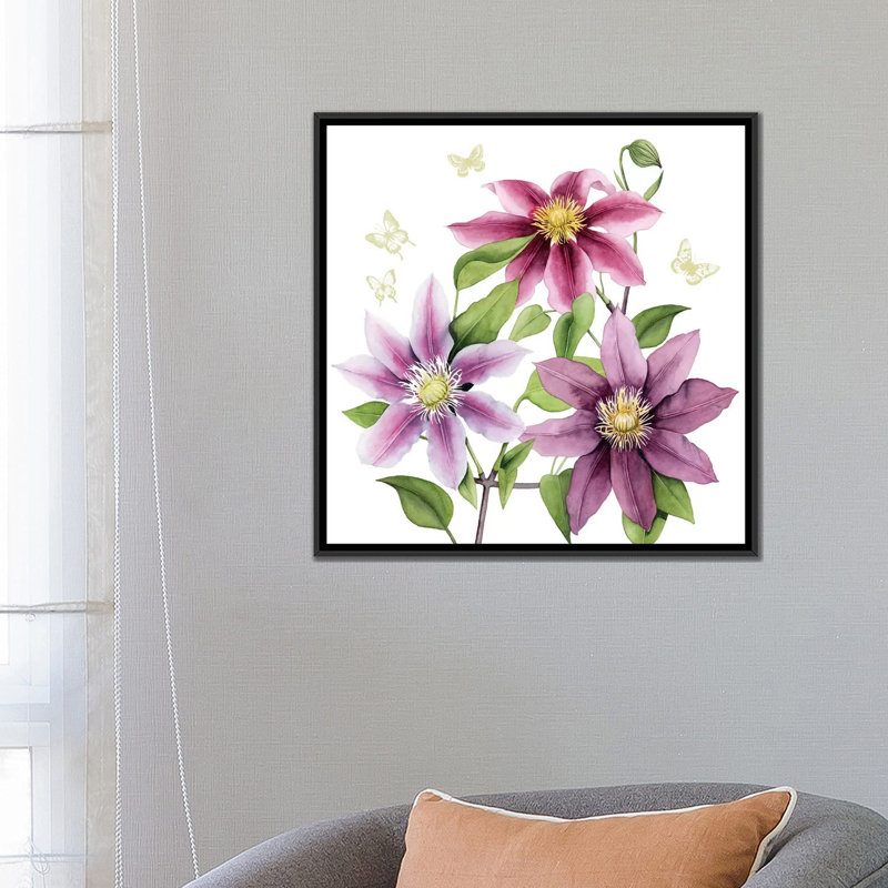 «Clematis Climb II», impression sur toile, H 18 po x l 18 po x P 1,5 po, Toile avec cadre noir, Pas de tapis