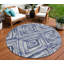 Tapis intérieur / extérieur rond lavable bleu marine et bleu ciel HomeRoots 8 pi