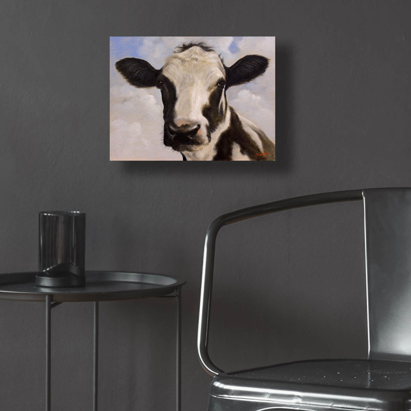«Serious Cow» par John Silver, H 12 po x l 16 po x P 0,13 po