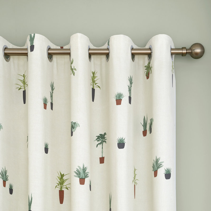 Cactus Cotton Room Darkening Door Curtain Pair, 168 x 137 cm