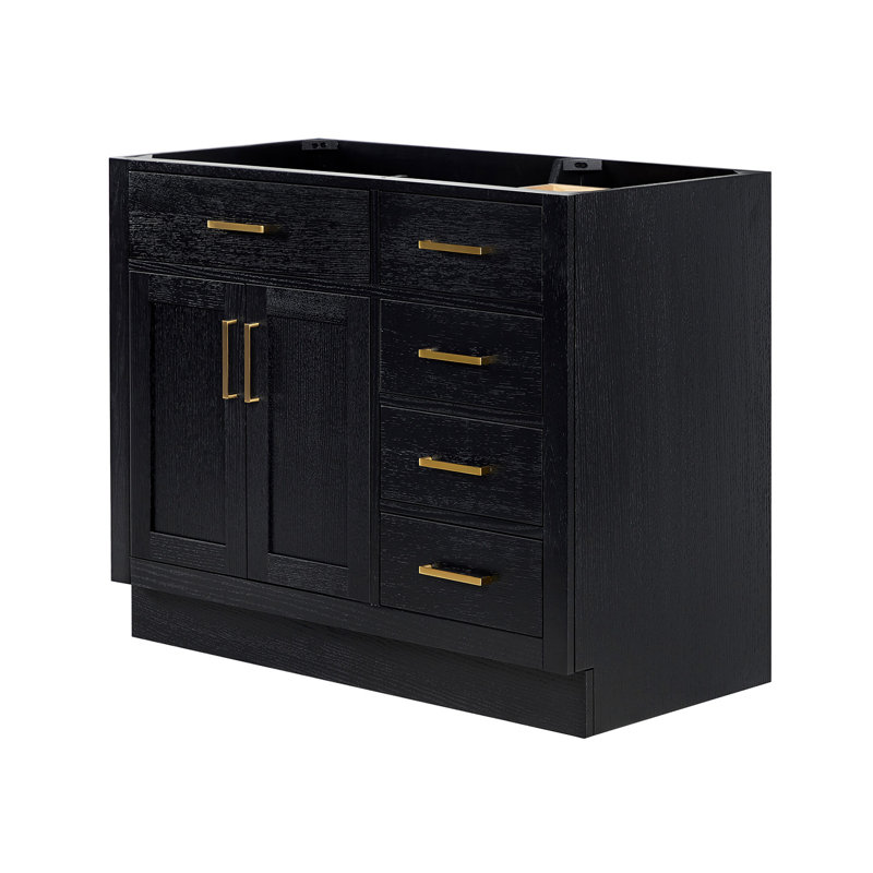 Base de meuble-lavabo simple en bois massif 42 po Osoria, Chêne noir