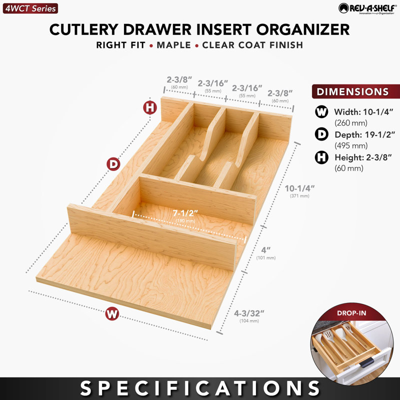 Tiroir pour ustensiles Rev-A-Shelf, H 2,36 po x l 10,24 po x P 19,49 po