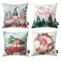 4-Pack Christmas Square Pillow Covers,18x18 Inches Velvet Touch