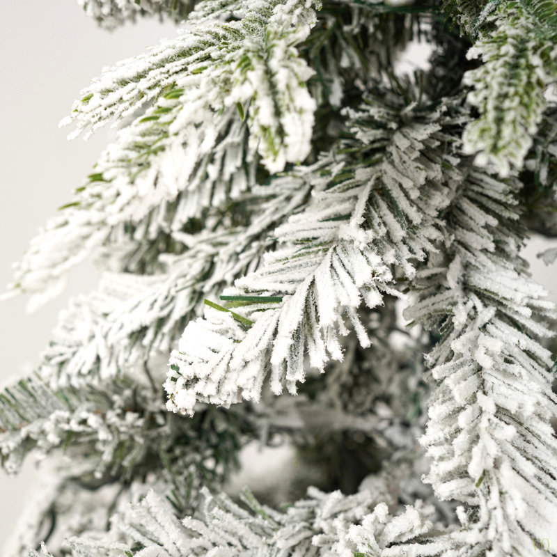 Couronne de Noël enneigée avec guirlande de Noël et sapin de Noël, 3 décorations de Noël enneigées avec lumières DEL chaudes, guirlande de 9 pi, couronne de Noël, arbre de Noël de 6 pi