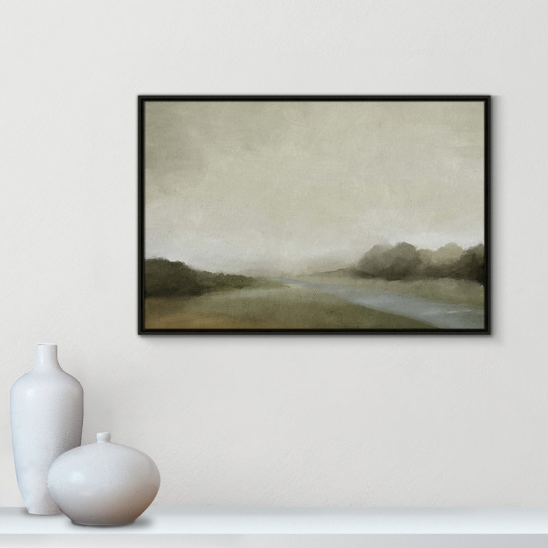 Vanora "Lovers Creek" Watercolor Floater Frame Painting , 25.5" H x 37.5" W, Espresso