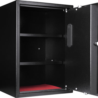 1.45 Cubic Ft Steel Safe, Black, Digital Keypad Lock With Mounting Holes And 2 Keys Black Safe Out Feature For Security Enhancement