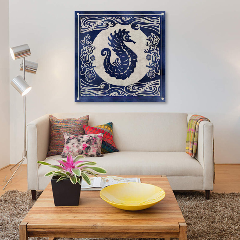 «Ink Seahorse», impression sur toile, H 12 po x l 12 po x P 0,75 po, Pas de tapis, Toile tendue