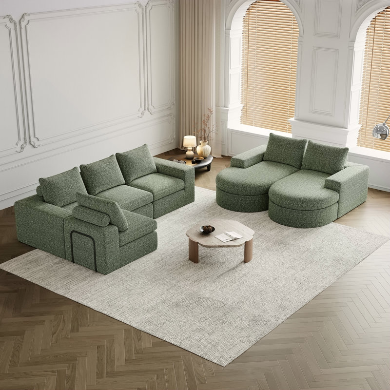 Canapé modulaire Chenille Cloud, Vert