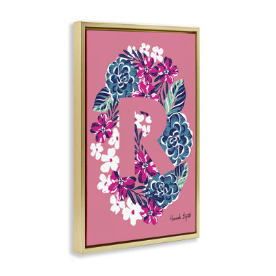 «Floral Bloom», lettre R encadrée, toile flottante par Hannah Louise Byatt