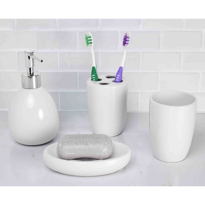 Tharsiga 4 Piece Bathroom Accessory Set, White