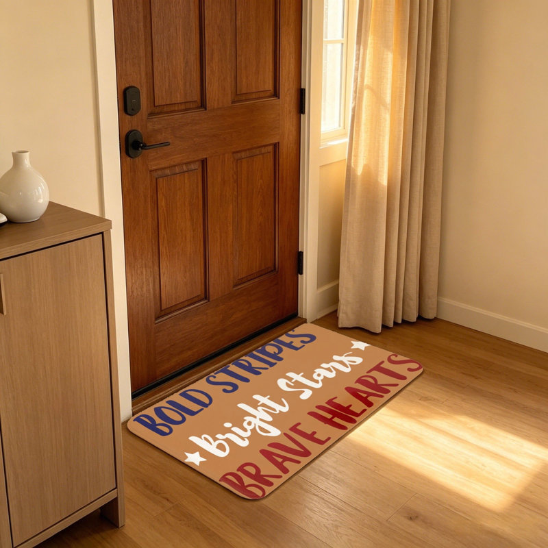 Tapis de bienvenue 4ème 4 juillet Bold Stripes Bright Stars Brave Hearts