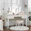 Ensemble de coiffeuse en miroir avec lumière DEL AGODY, ensemble de table de coiffeuse blanche pour chambre à coucher / salle de maquillage, ensemble de mobilier de bureau fonctionnel, maquillage de coiffeuse