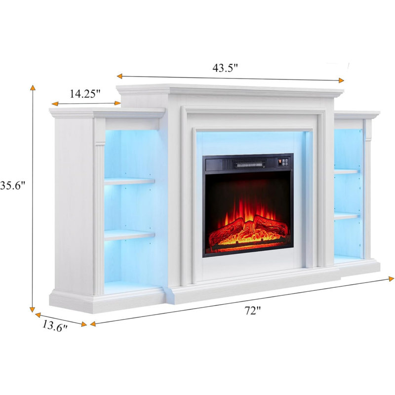 44-inch Electric Fireplace With Mantel Led Light -for Living Room & Bedroom Timer, White/Matte Black