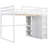Wood Full Loft Bed With Wardrobe, Storage Shelves & Led - White Tone Size Built-In Wardrobe Nuance Flashlight-1307777991