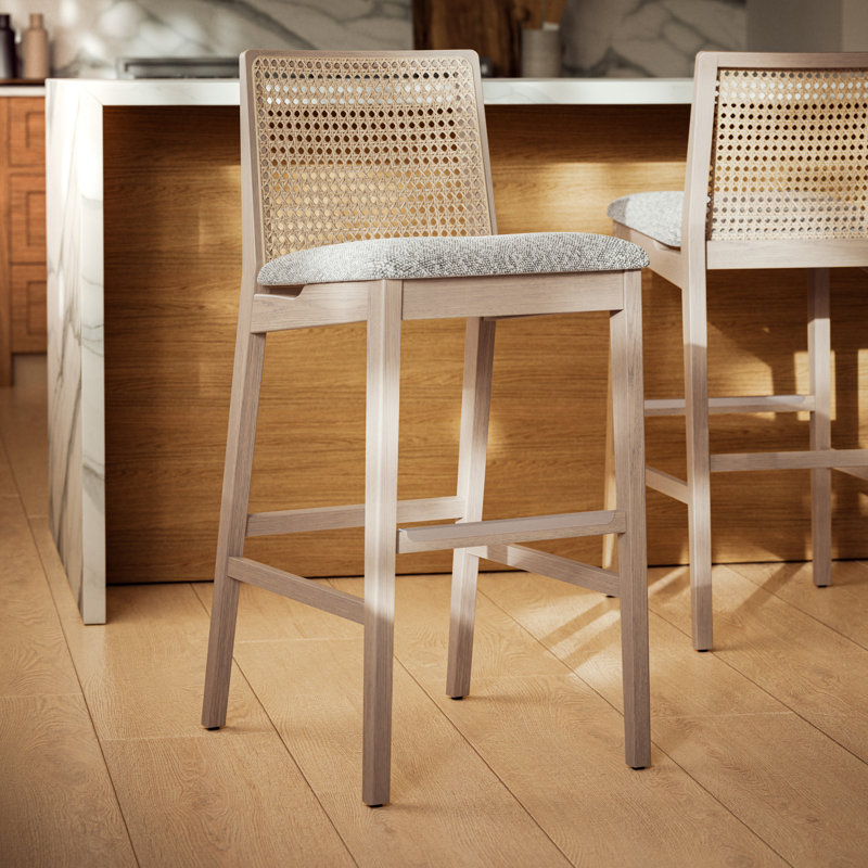 Mag Cane Bar & Counter Stool, Counter Stool (25.5" Seat Height), Light Gray/Nogal/Natural