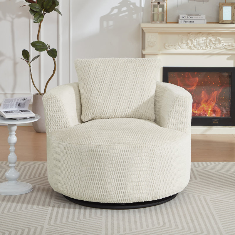 Fauteuil demi-tonneau pivotant rembourré, Blanc / Blanc