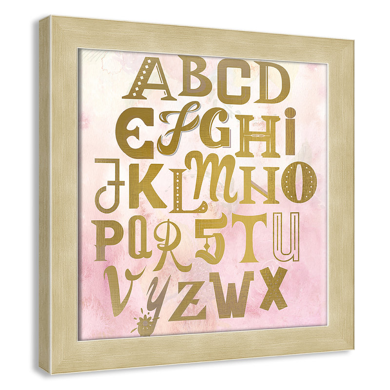 Abc Pink ', impression sur papier, Encadré plat champagne, H 12 po x l 12 po x P 0,6 po