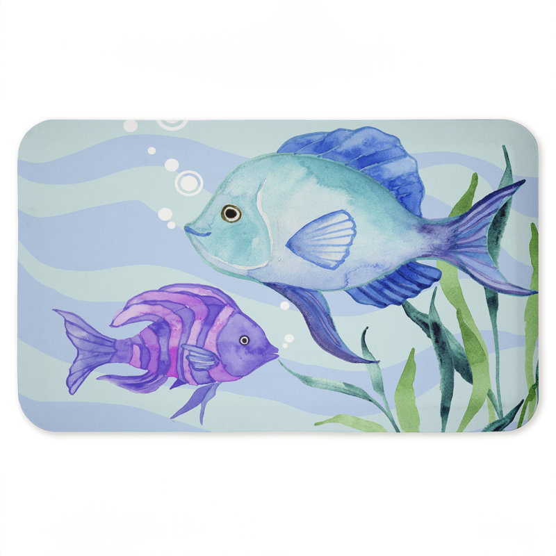 Tapis de sol anti-fatigue Fun Blue, Poisson amusant bleu et mauve