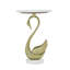Swan Side Table with White Marble Top | Decorative Sculptural End Table | Aluminum Base | Gold Accent Table for Living Room | 16x16x23.75"