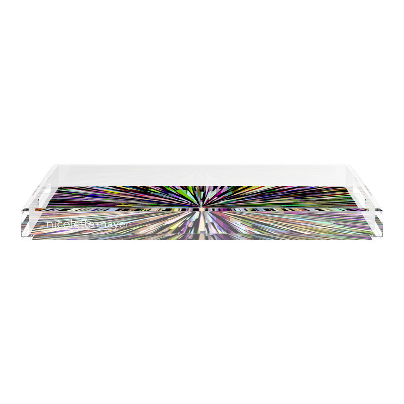 Fireworks Acrylic Rectangle Decorative Tray, Black, 2" H x 22.5" W x 14.5" D